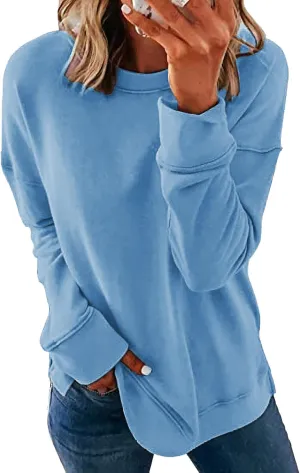 CNFUFEN Womens Casual Crewneck Sweatshirt Long Sleeve Pullover Tops Fall Fashion Clothes