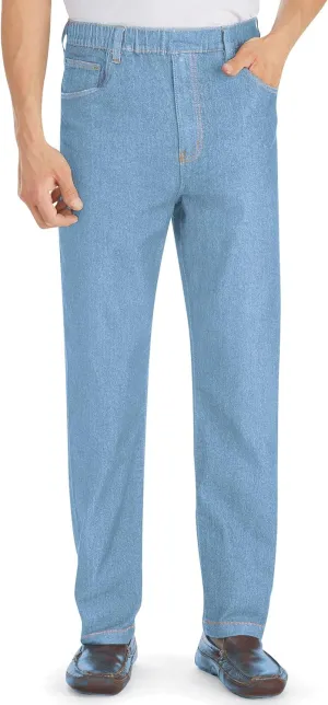 Collections Etc Men's Classic Denim Styling Cotton Pull-On Jeans