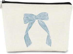 Coquette Trendy Preppy Makeup Bag Light Blue Bow Aesthetic Makeup Cosmetic Bag, Cute Makeup Bag, Preppy Stuff, Coquette Stuff, Preppy Gifts, Cute Makeup Pouch