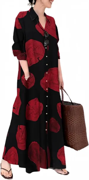 Costaric Womens Cotton Linen Button Down Shirt Dress Casual Plus Size Short Sleeve V Neck Ruffled Maxi Dress with Pocket