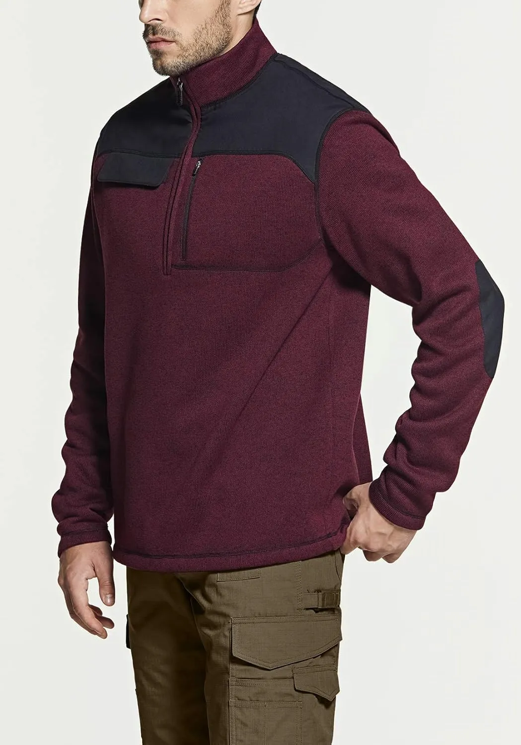 CQR Men's Thermal Fleece Half Zip Pullover, Winter Outdoor Warm Sweater, Lightweight Long Sleeve Sweatshirt