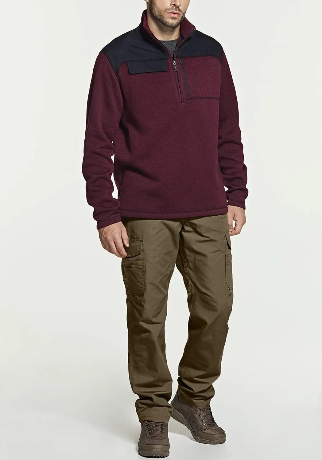 CQR Men's Thermal Fleece Half Zip Pullover, Winter Outdoor Warm Sweater, Lightweight Long Sleeve Sweatshirt