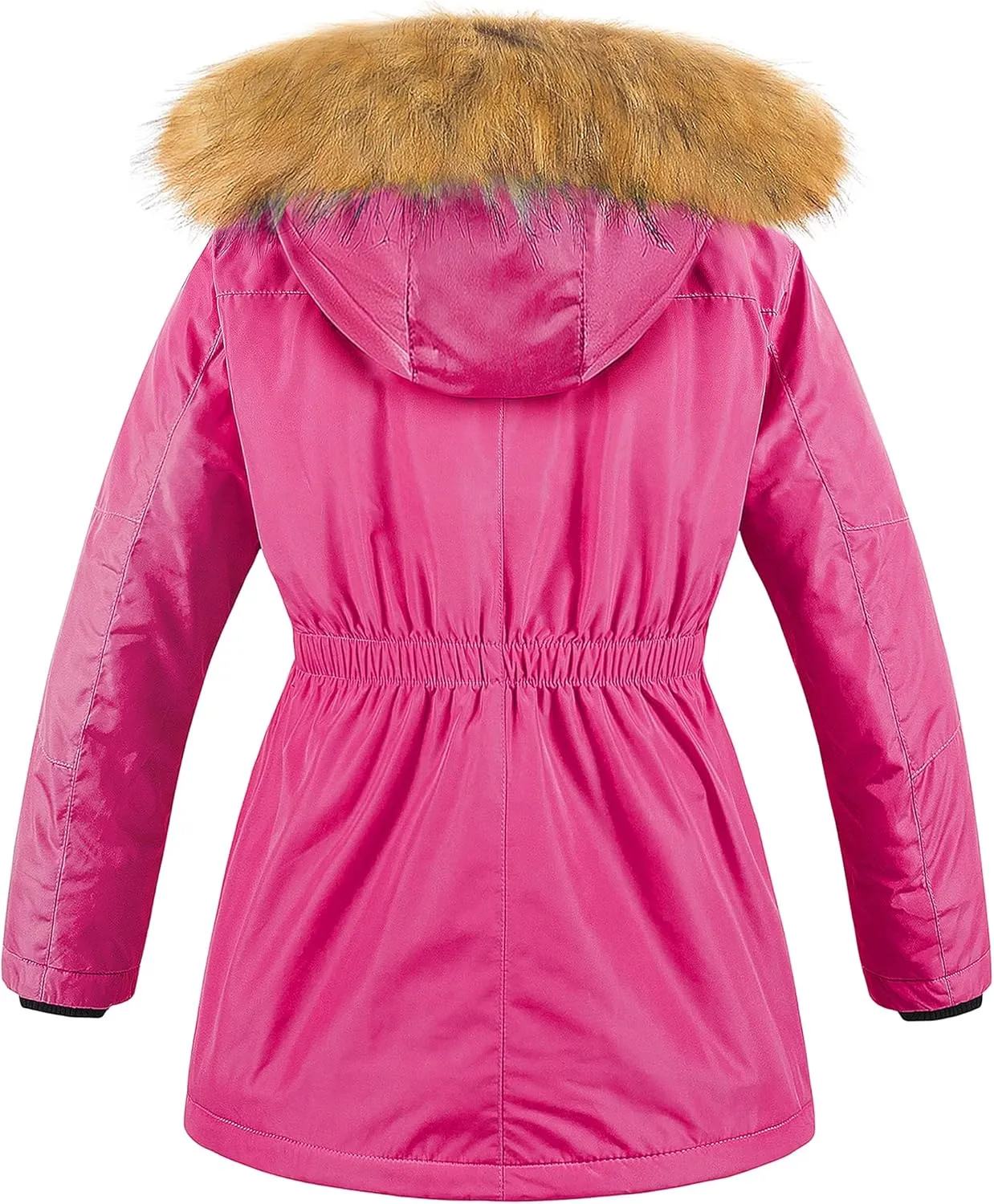 CREATMO US Girl's Long Winter Warm Parka Sherpa Trimmed Collar Puffer Ski Jacket Coat