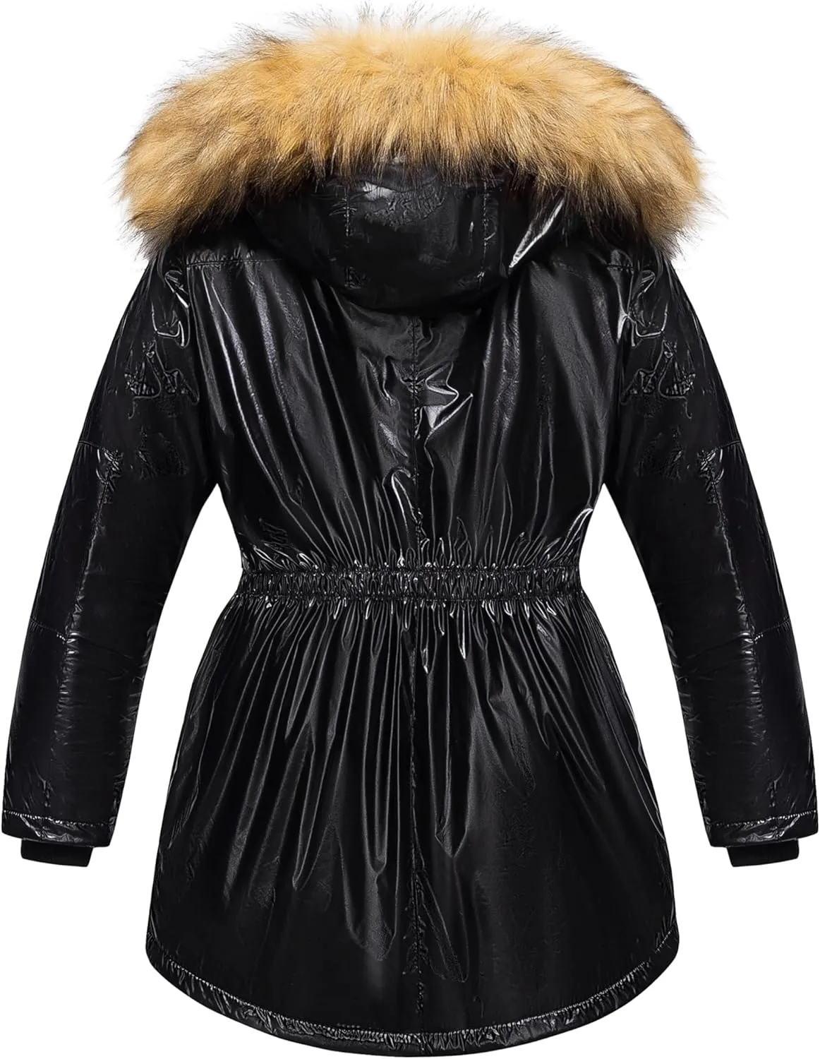 CREATMO US Girl's Long Winter Warm Parka Sherpa Trimmed Collar Puffer Ski Jacket Coat