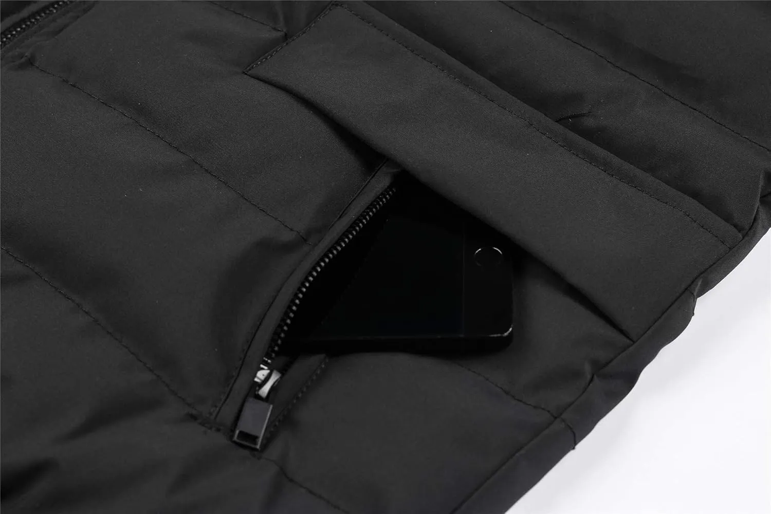 Cresay Men's Warm Winter Quilted Bomber Zip Jacket Coat Padded Cotton Thick Outwear