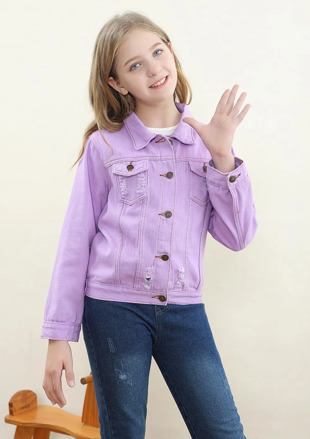 Cromoncent 2 Pieces Kids Classic Denim Jacket for Boys Girls