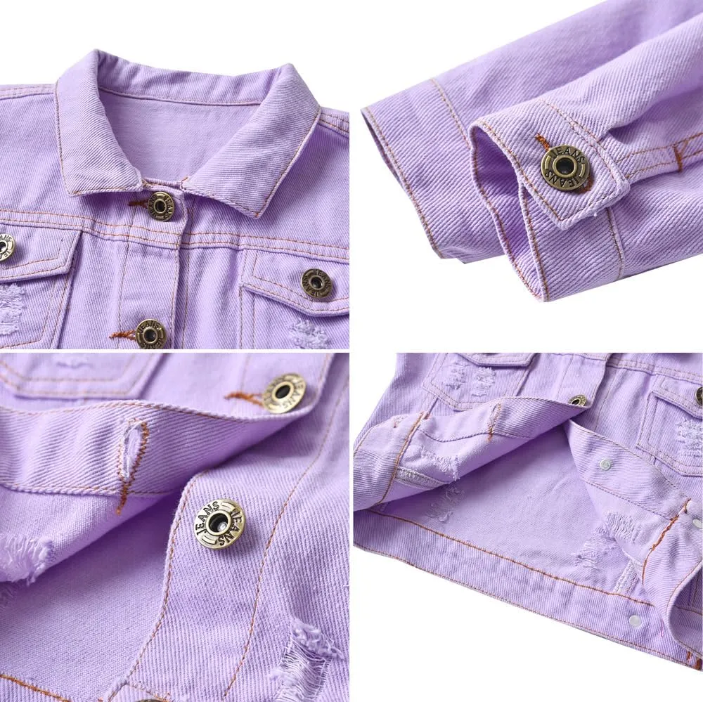 Cromoncent 2 Pieces Kids Classic Denim Jacket for Boys Girls