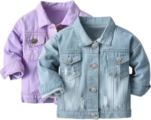 Cromoncent 2 Pieces Kids Classic Denim Jacket for Boys Girls
