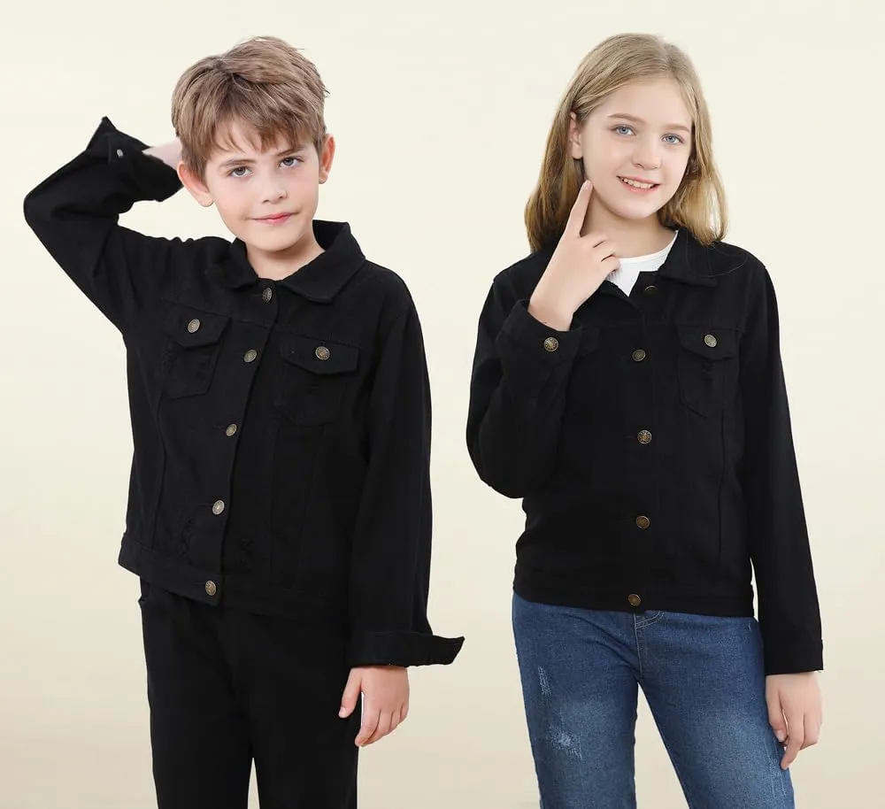 Cromoncent 2 Pieces Kids Classic Denim Jacket for Boys Girls