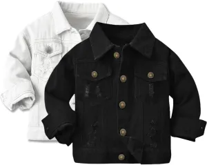 Cromoncent 2 Pieces Kids Classic Denim Jacket for Boys Girls