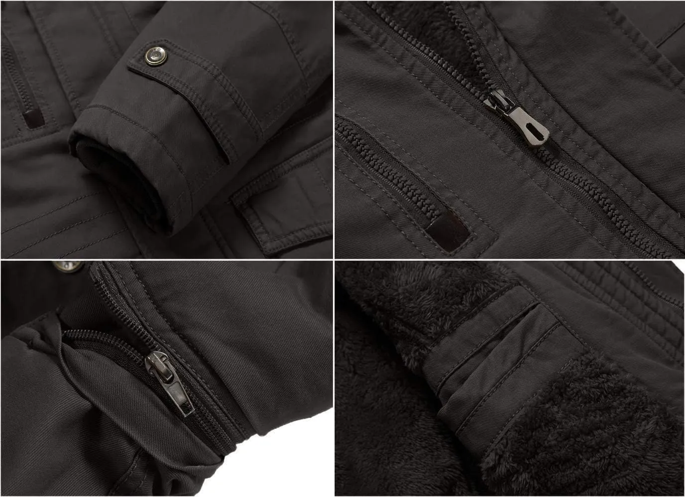 CRYSULLY Men's Winter Casual Thicken Multi-Pocket Outwear Jacket Coat With Removable Hood