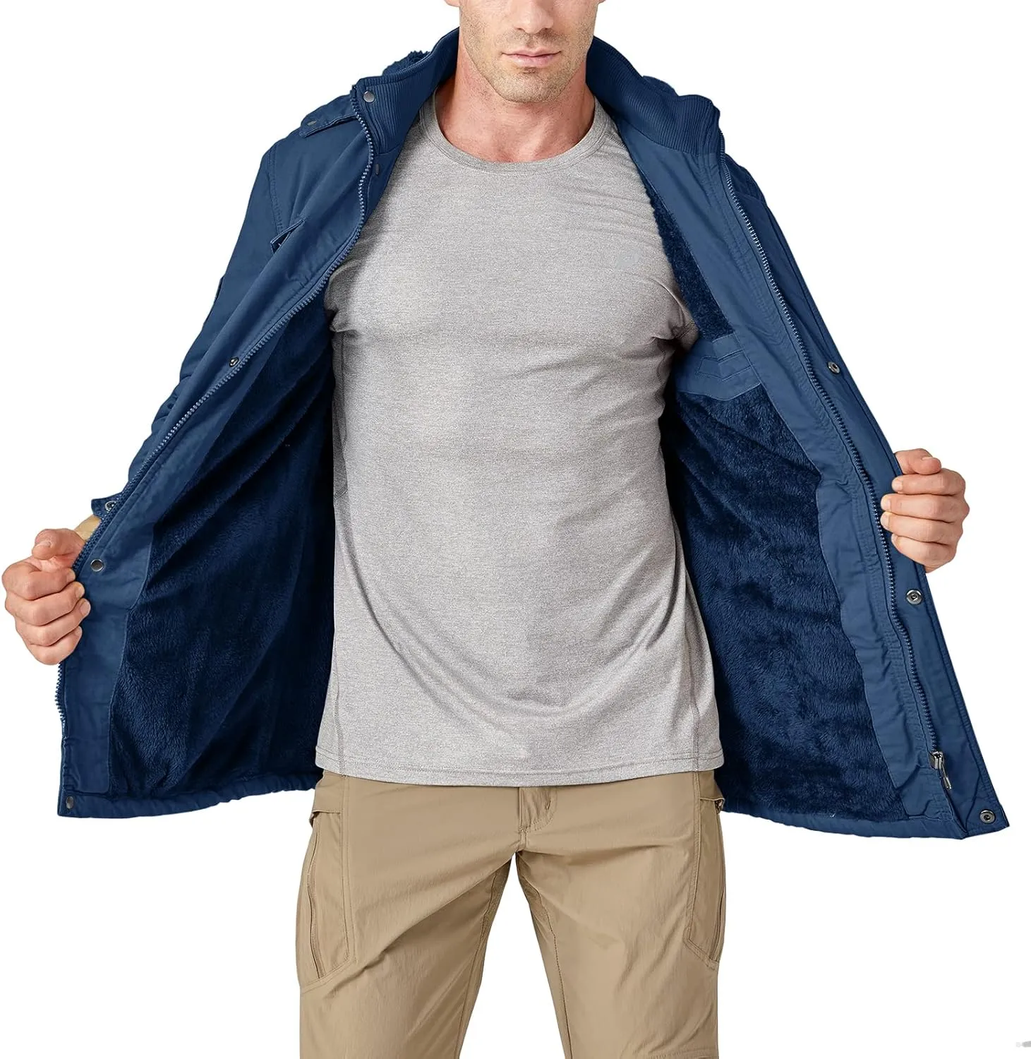 CRYSULLY Men's Winter Casual Thicken Multi-Pocket Outwear Jacket Coat With Removable Hood