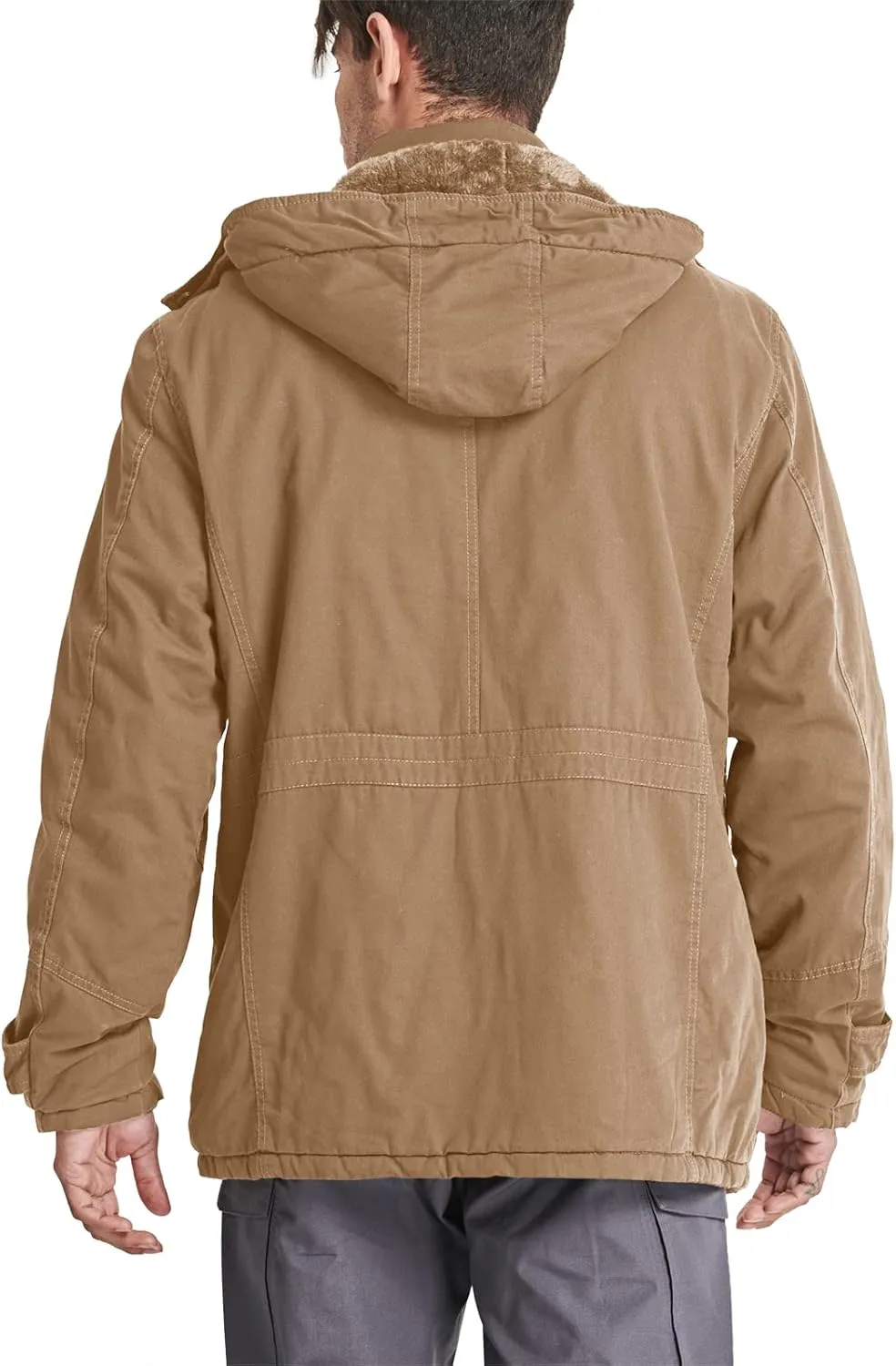 CRYSULLY Men's Winter Casual Thicken Multi-Pocket Outwear Jacket Coat With Removable Hood