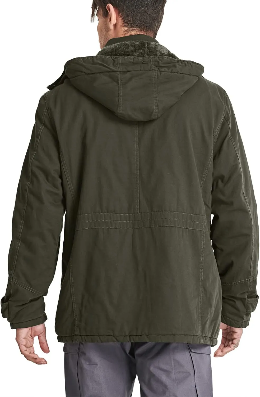CRYSULLY Men's Winter Casual Thicken Multi-Pocket Outwear Jacket Coat With Removable Hood