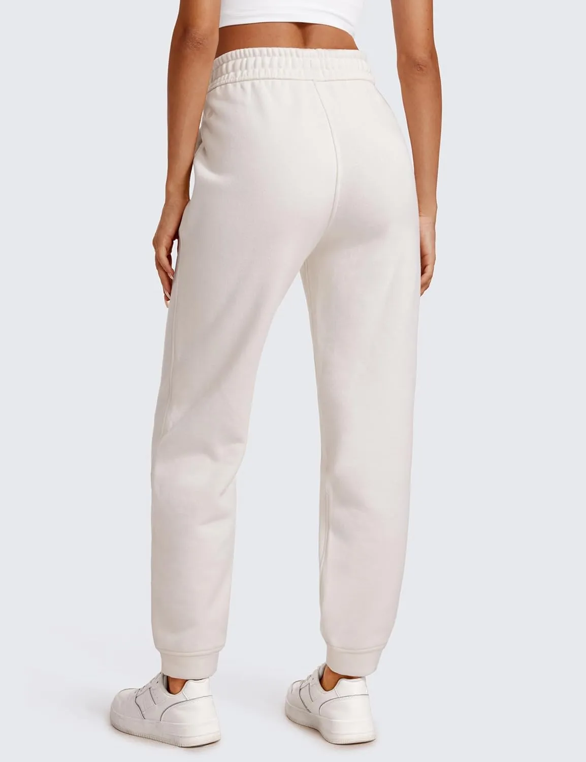 CRZ YOGA Cotton Fleece Lined Sweatpants Women High Waisted Warm Casual Lounge Jogger Pants with Pockets