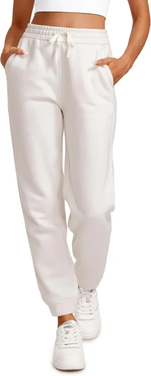 CRZ YOGA Cotton Fleece Lined Sweatpants Women High Waisted Warm Casual Lounge Jogger Pants with Pockets