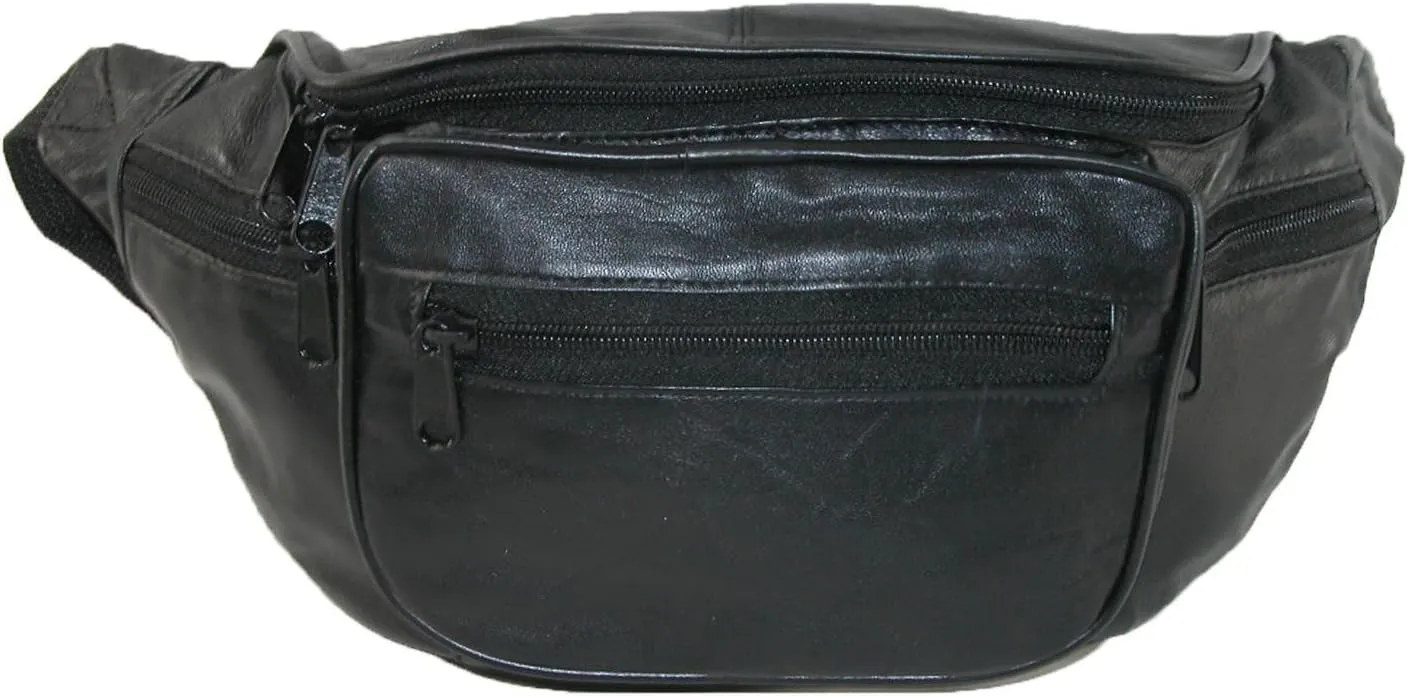 CTM Leather Multi Pocket Fanny Waist Pack