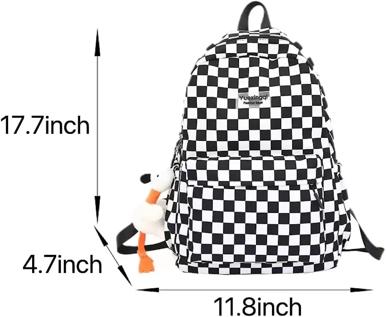 Cute Aesthetic Backpack Checkered Kawaii Backpack with Cute Pendant Checkerboard Casual Daypack College Laptop Bookbag (One Size,Pink)