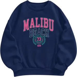 Cute Preppy Letter Graphic Sweatshirts for Teen Girls Oversized Aesthetic Hoodies Crewneck Long Sleeve Pullover Tops