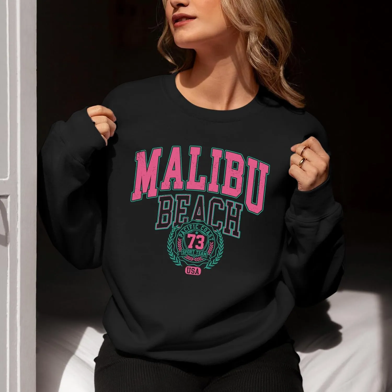 Cute Preppy Letter Graphic Sweatshirts for Teen Girls Oversized Aesthetic Hoodies Crewneck Long Sleeve Pullover Tops