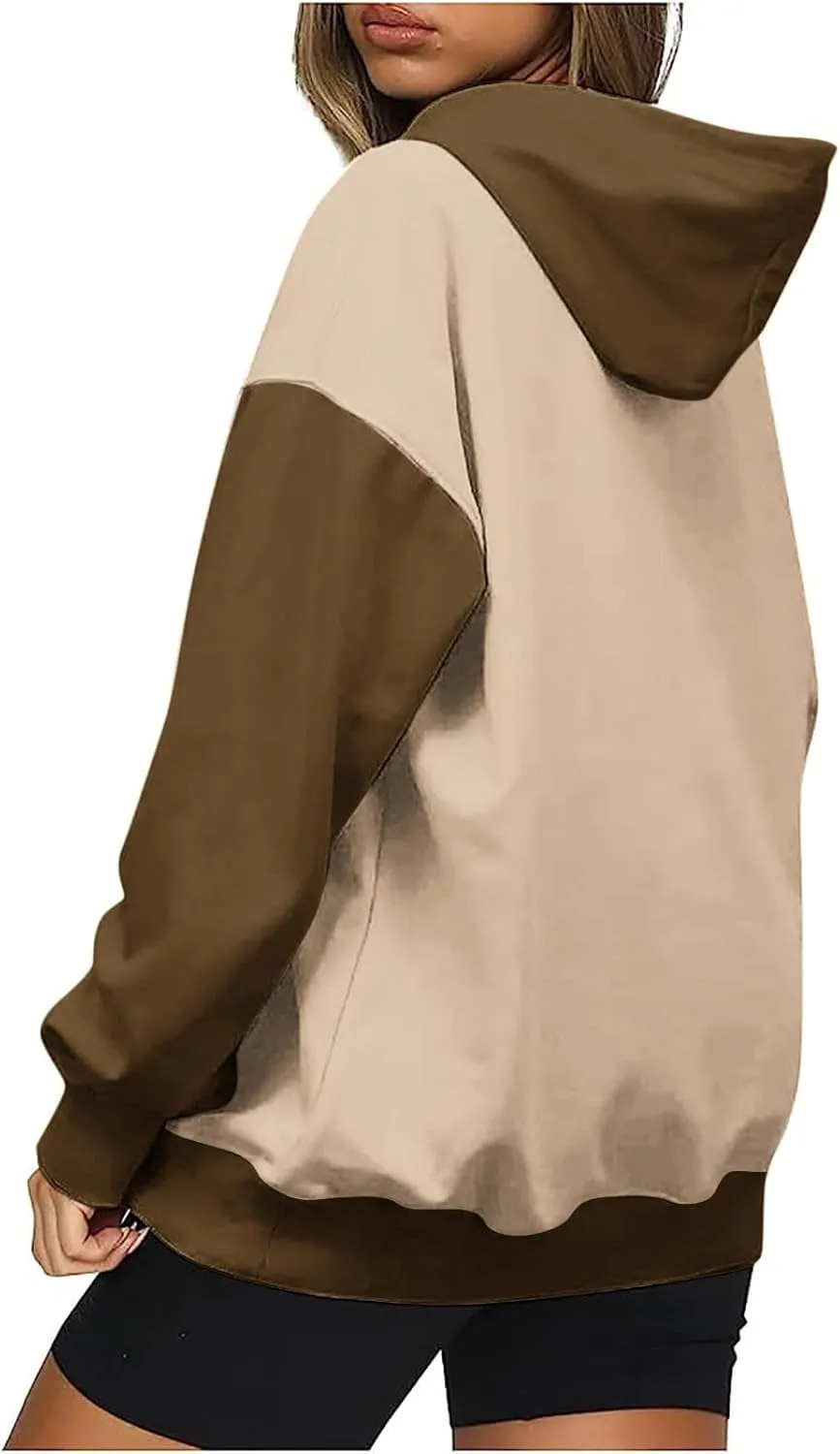 Dademeo Women's Oversized Sweatshirt Casual Long Sleeve Color Block Hooded Pullover Tops Loose Fit Sports Hoodies with Pocket