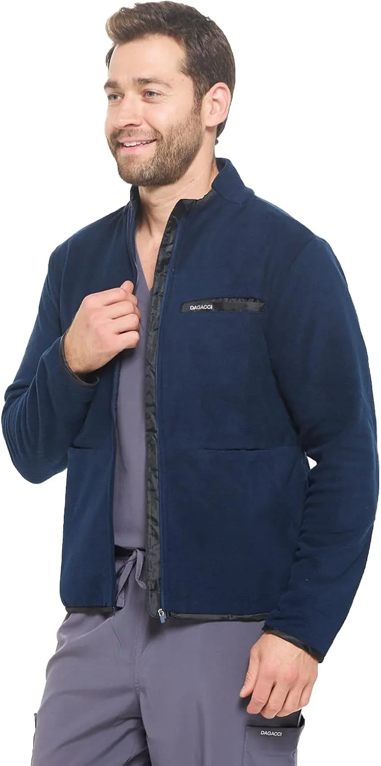 Dagacci Medical Uniform Unisex Warm Up Zip Front Fleece Scrub Jacket for Women and Men
