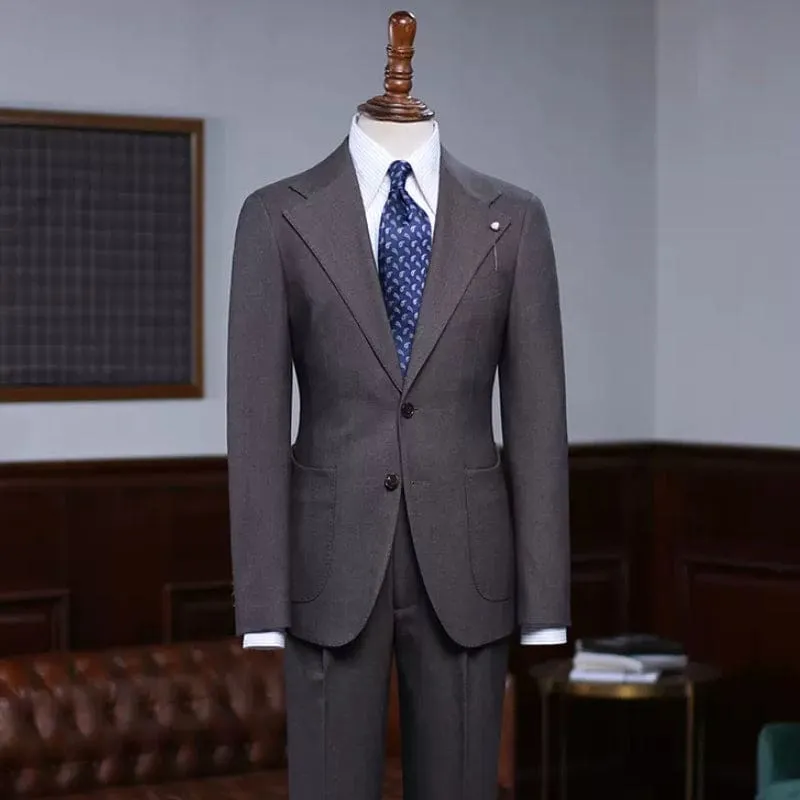 Dark Gray Notched Lapel Business Suits Two Pieces Prom Suits