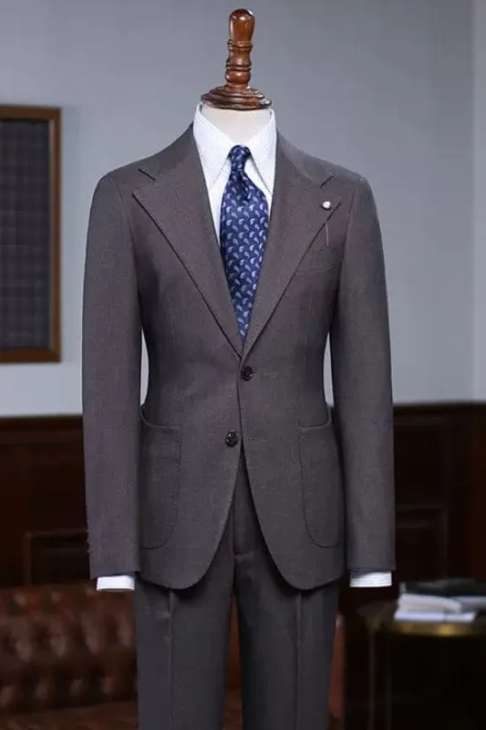 Dark Gray Notched Lapel Business Suits Two Pieces Prom Suits