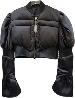 Dawery Winter Threaded Waistband Sleeves Short Warm Jacket for Women High Street Cotton-padded Coat