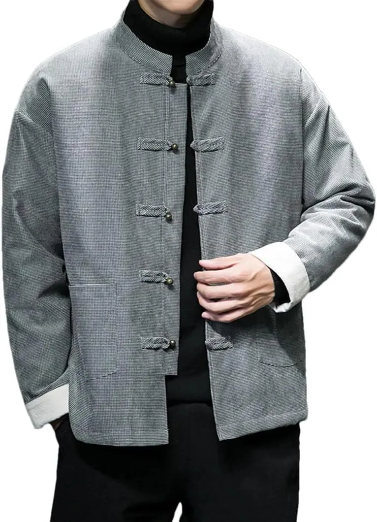 DBFBDTU Mens Chinese Vintage Cotton Padded Jacket Men Suit Warm Jacket Male Button Coat