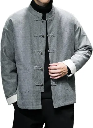 DBFBDTU Mens Chinese Vintage Cotton Padded Jacket Men Suit Warm Jacket Male Button Coat