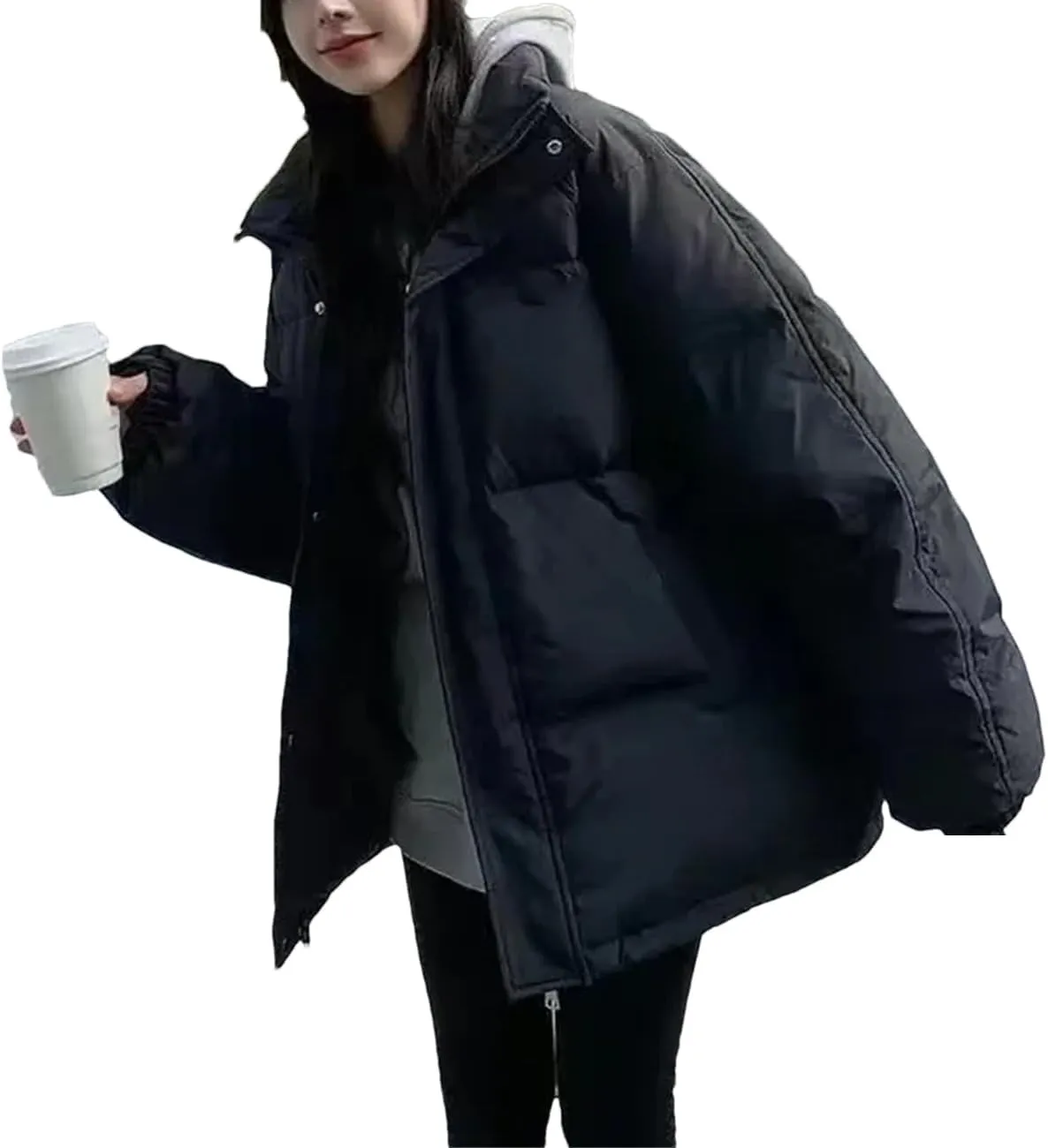 Dcvmvmn Men Loose Thickening Warm Down Jacket Couple Fake Two Cotton-Padded Puffer Coat