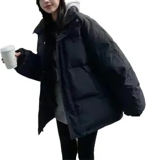 Dcvmvmn Men Loose Thickening Warm Down Jacket Couple Fake Two Cotton-Padded Puffer Coat