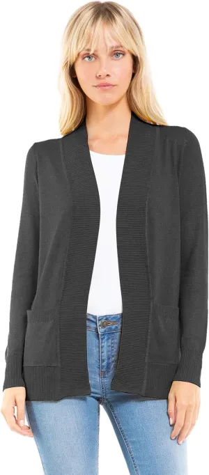 Design by Olivia Women's Open Front Long Sleeve Classic Knit Cardigan