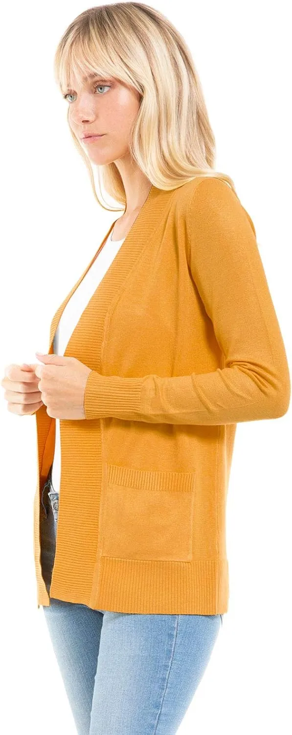 Design by Olivia Women's Open Front Long Sleeve Classic Knit Cardigan