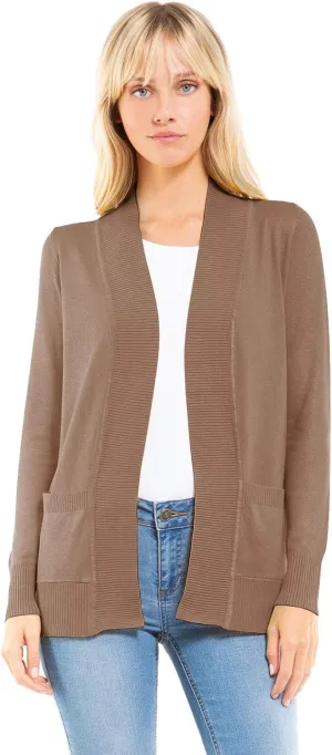 Design by Olivia Women's Open Front Long Sleeve Classic Knit Cardigan
