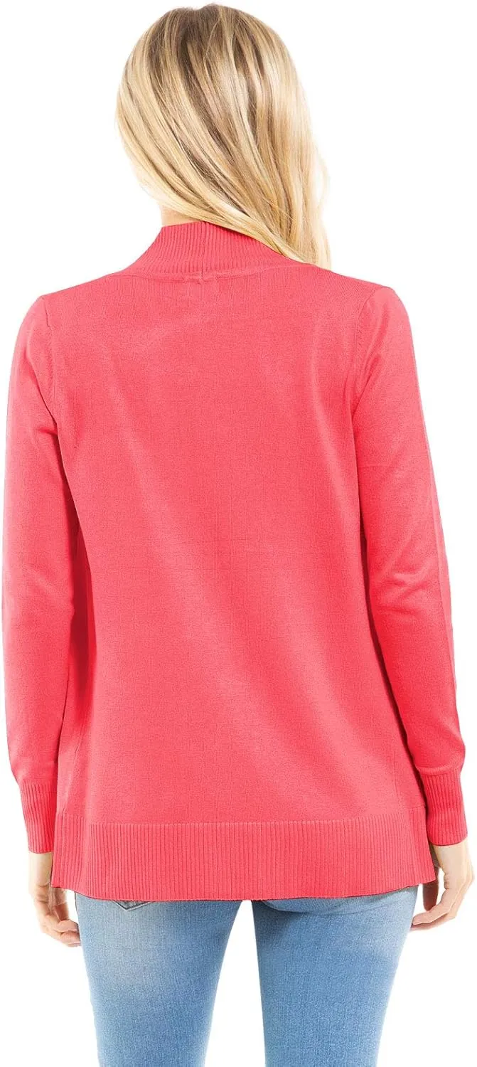 Design by Olivia Women's Open Front Long Sleeve Classic Knit Cardigan