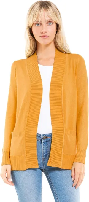 Design by Olivia Women's Open Front Long Sleeve Classic Knit Cardigan