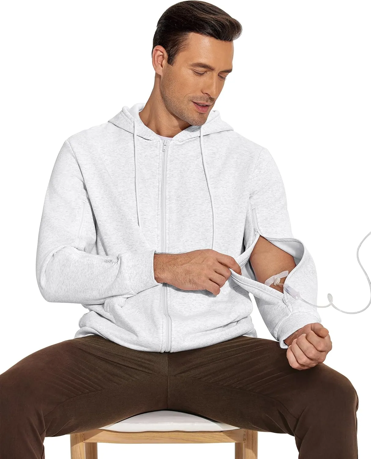 Deyeek Dialysis Sweatshirts with Arm Zipper Jacket Full-Zip Hemodialysis Cotton Warm Heavyweight Sweatshirt
