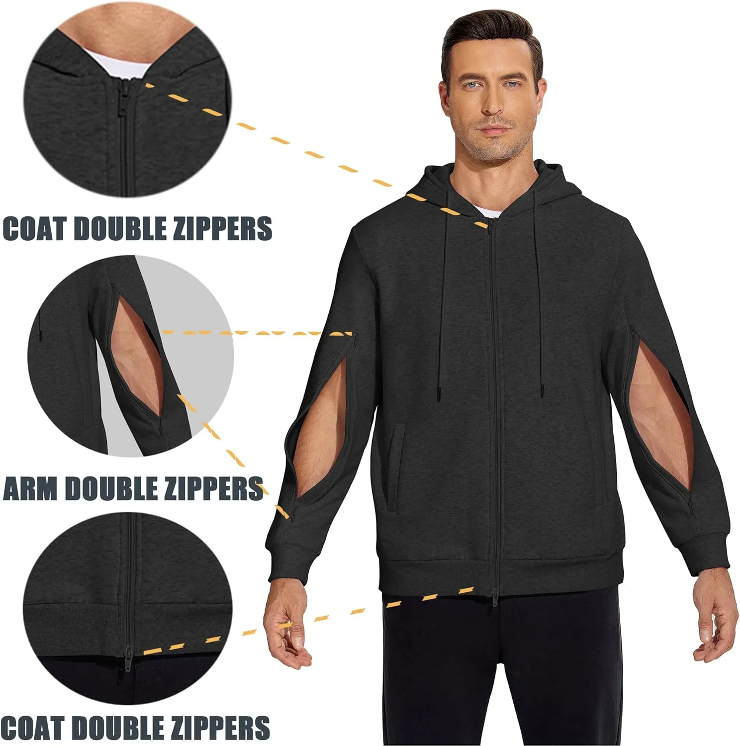 Deyeek Dialysis Sweatshirts with Arm Zipper Jacket Full-Zip Hemodialysis Cotton Warm Heavyweight Sweatshirt