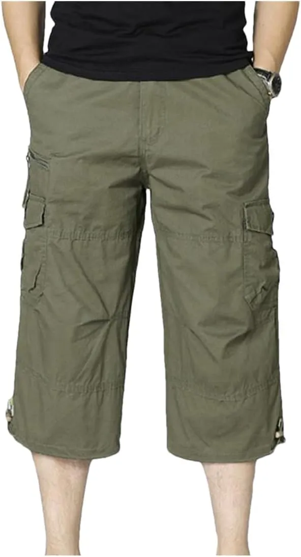 Disimlarl Men's Casual Cargo Shorts Overalls Long Length Multi Pocket Hot Breeches Pants
