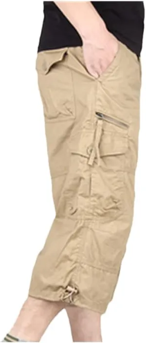 Disimlarl Men's Casual Cargo Shorts Overalls Long Length Multi Pocket Hot Breeches Pants