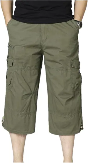 Disimlarl Men's Casual Cargo Shorts Overalls Long Length Multi Pocket Hot Breeches Pants