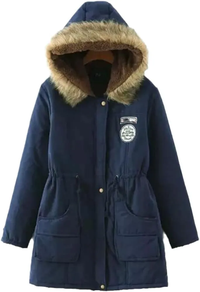 Disimlarl Winter Women Thick Long Coat Hooded Parka Cotton Padded Slim Jacket Warm Overcoat