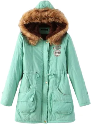 Disimlarl Winter Women Thick Long Coat Hooded Parka Cotton Padded Slim Jacket Warm Overcoat