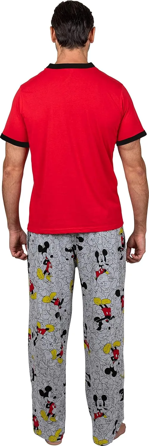 Disney Men's Classic Mickey Mouse Pajama Tee and Lounge Pant Set