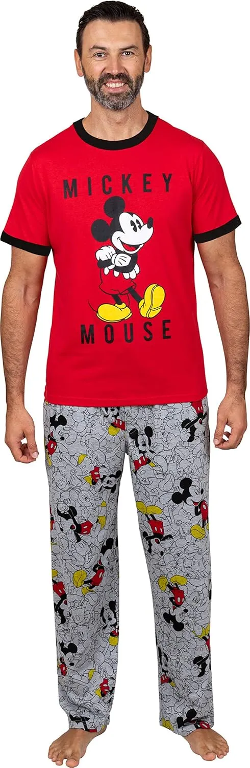 Disney Men's Classic Mickey Mouse Pajama Tee and Lounge Pant Set