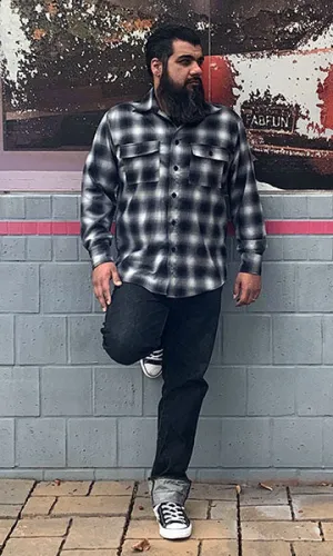 Don Muerto Long Sleeve Chevelle Shirt in Gray & Black Flannel