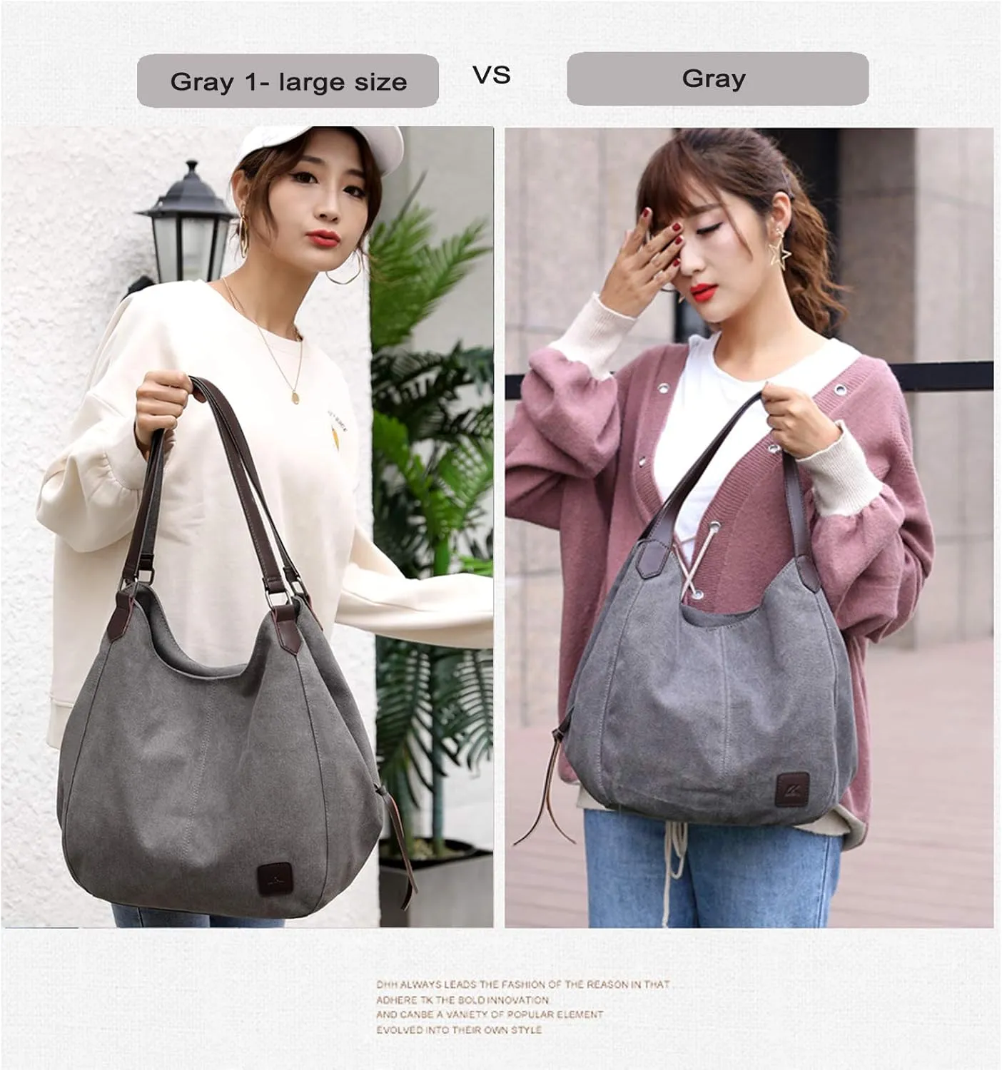 DOURR Women's Multi-pocket Shoulder Bag Fashion Cotton Canvas Handbag Tote Purse