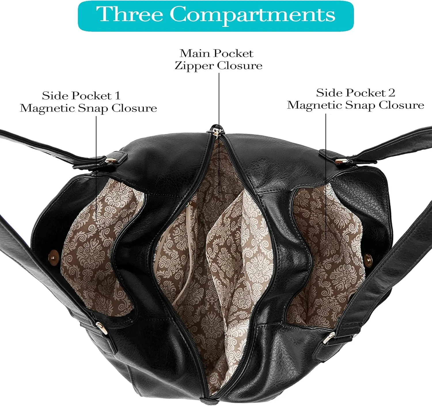 DOURR Women's Multi-pocket Shoulder Bag Fashion Vegan Leather Handbag Tote Purse